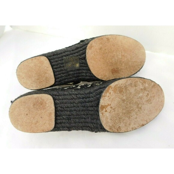 Espadrilles Dolce & Gabbana Black Embellished Crystal Lace Espadrille Flats SZ 6 - Picture 9 of 11